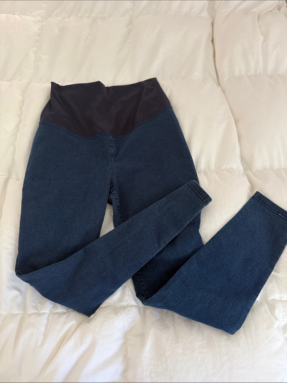 Ingrid & Isabel Dark Blue Maternity Jeggings with Black Waistband